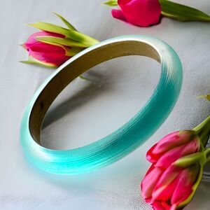 Turquoise blue iridescent ALEXIS BITTAR bangle bracelet sighed